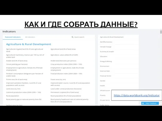 КАК И ГДЕ СОБРАТЬ ДАННЫЕ? https://data.worldbank.org/indicator