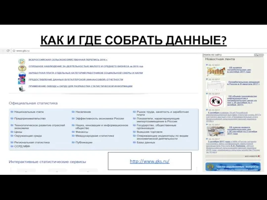 КАК И ГДЕ СОБРАТЬ ДАННЫЕ? http://www.gks.ru/