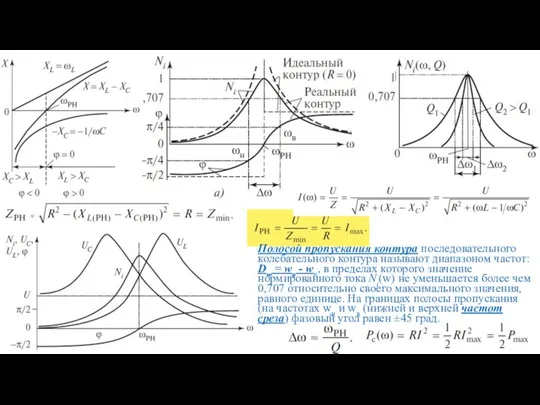 Полосой пропускания контура последовательного колебательного контура называют диапазоном частот: Dw = wв