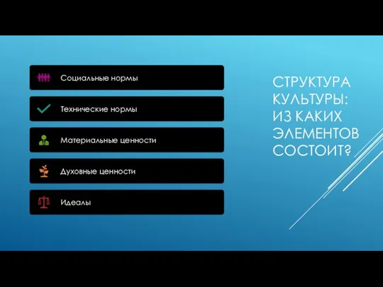 СТРУКТУРА КУЛЬТУРЫ: ИЗ КАКИХ ЭЛЕМЕНТОВ СОСТОИТ?