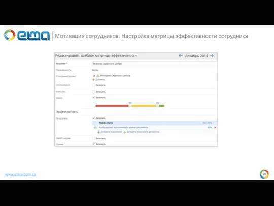 www.elma-bpm.ru Мотивация сотрудников. Настройка матрицы эффективности сотрудника