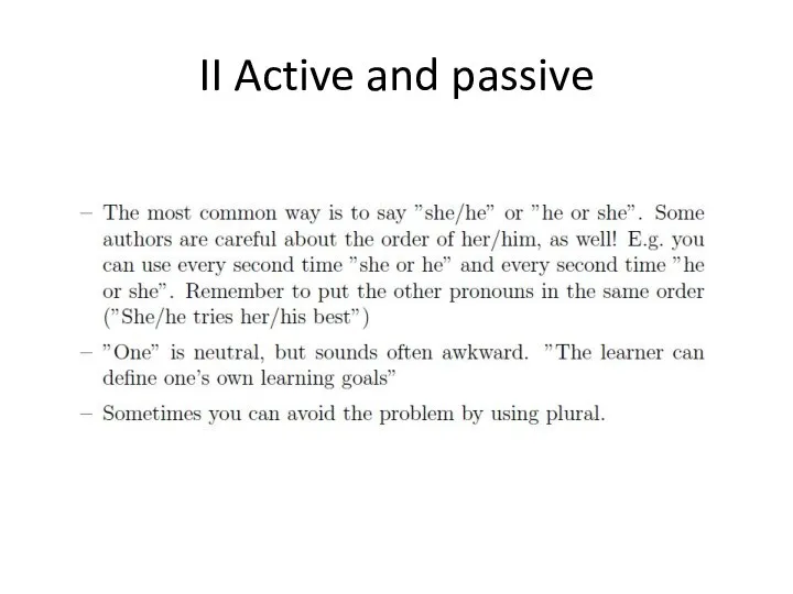 II Active and passive