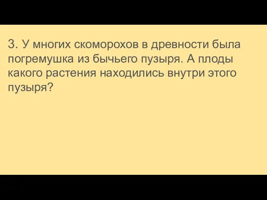 3. У многих скоморохов в древности была погремушка из бычьего пузыря. А