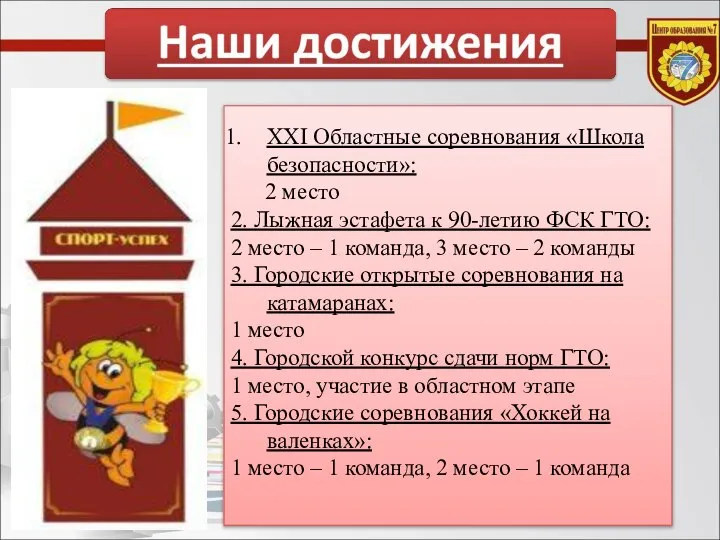 XXI Областные соревнования «Школа безопасности»: 2 место 2. Лыжная эстафета к 90-летию