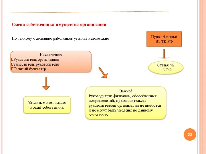 Смена собственника имущества организации По данному основанию работников уволить невозможно Пункт 4