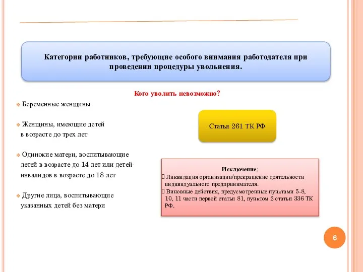 Кого уволить невозможно? Беременные женщины Женщины, имеющие детей в возрасте до трех