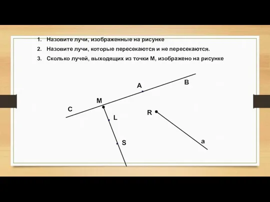 a C M A B R S Назовите лучи, изображенные на рисунке