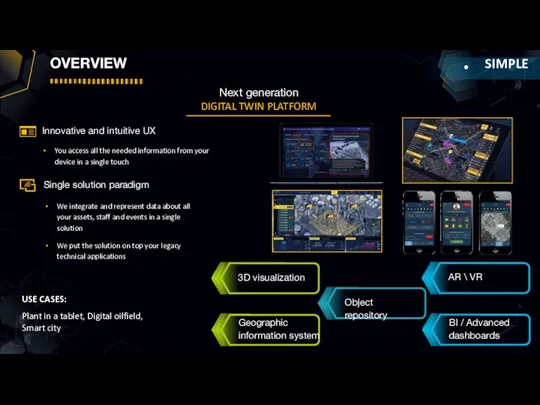 BI / Advanced dashboards overview We integrate and represent data about all