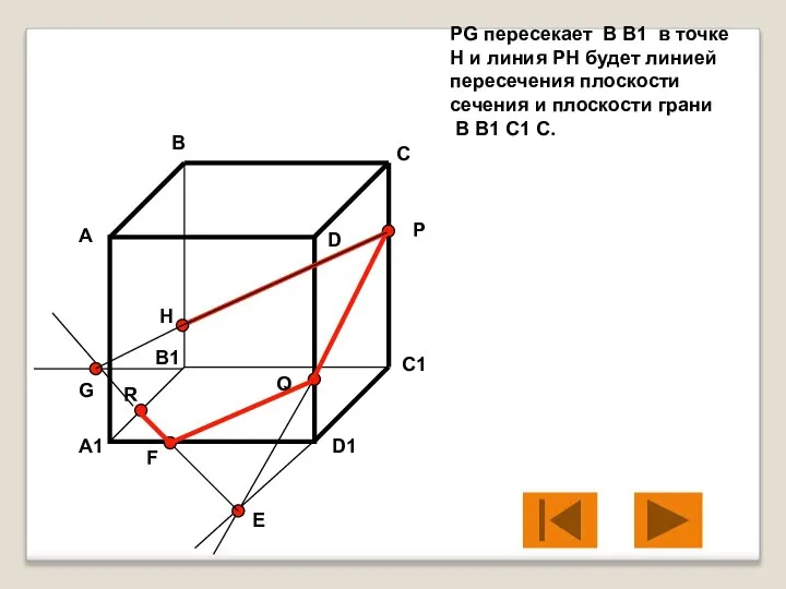 PG пересекает B B1 в точке H и линия PH будет линией