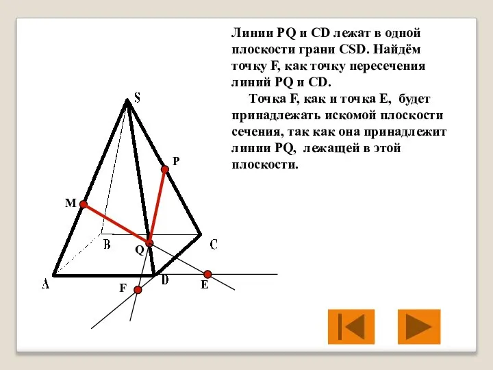 M P Q Е Линии PQ и CD лежат в одной плоскости