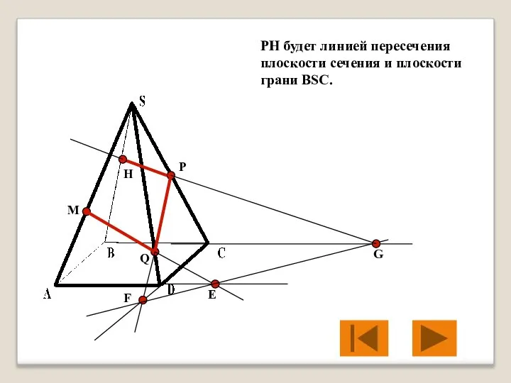 M P Q Е F G H PH будет линией пересечения плоскости