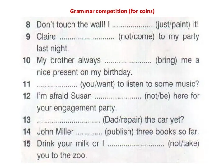 Grammar competition (for coins)