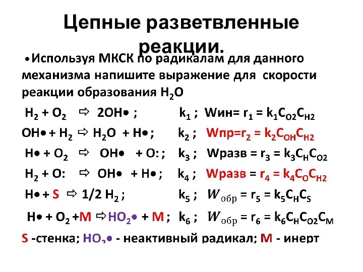 Цепные разветвленные реакции.