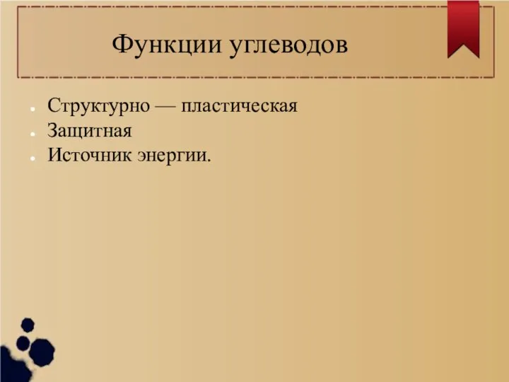 Функции углеводов Структурно — пластическая Защитная Источник энергии.