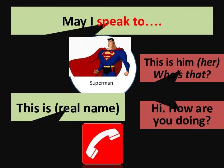 Superman May I speak to…. This is him (her) Who’s that? This