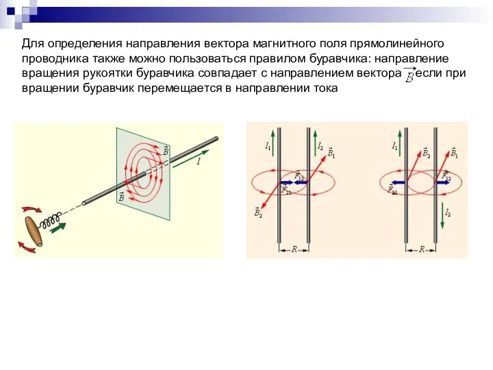 Для определения направления вектора магнитного поля прямолинейного проводника также можно пользоваться правилом