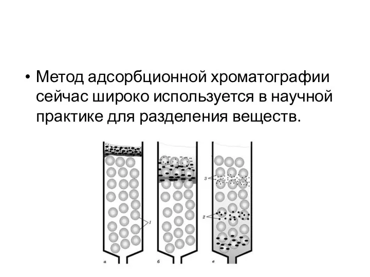 Метод адсорбционной хроматографии сейчас широко используется в научной практике для разделения веществ.