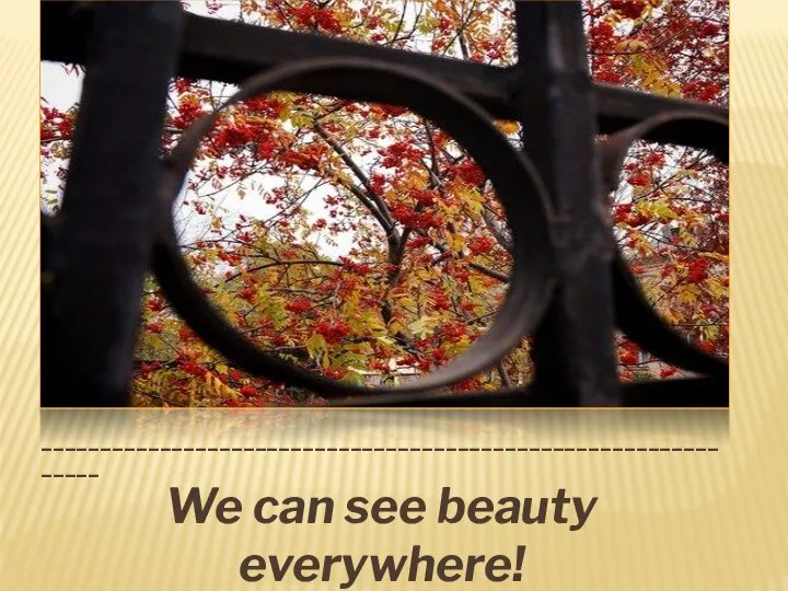 ______________________________________________________________ We can see beauty everywhere!
