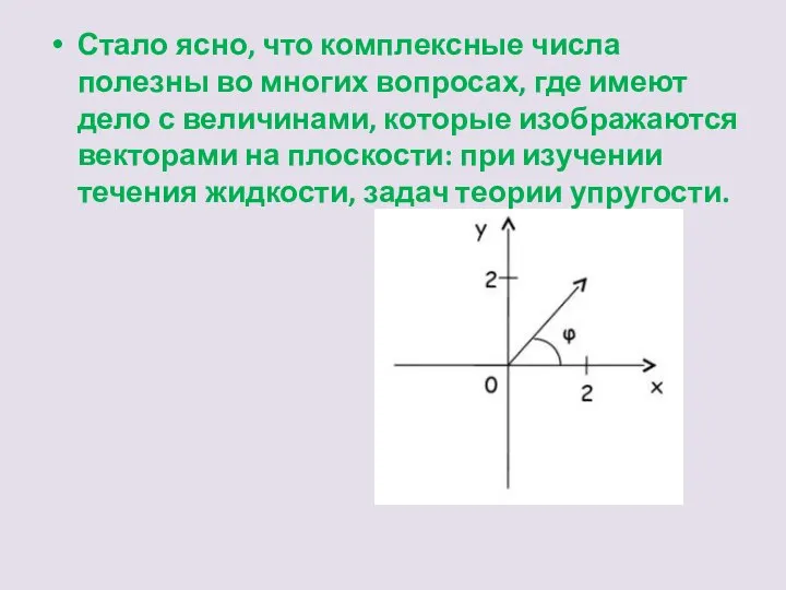 Стало ясно, что комплексные числа полезны во многих вопросах, где имеют дело