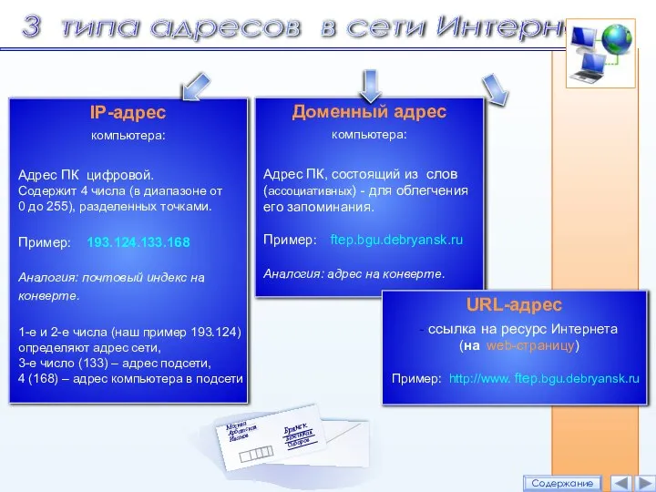 Доменный адрес компьютера: URL-адрес IP-адрес компьютера: Адрес ПК цифровой. Содержит 4 числа