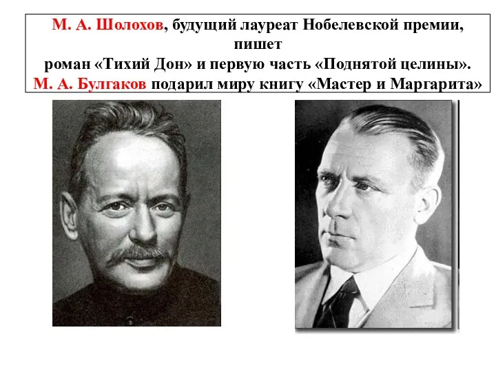 М. А. Шолохов, будущий лауреат Нобелевской премии, пишет роман «Тихий Дон» и