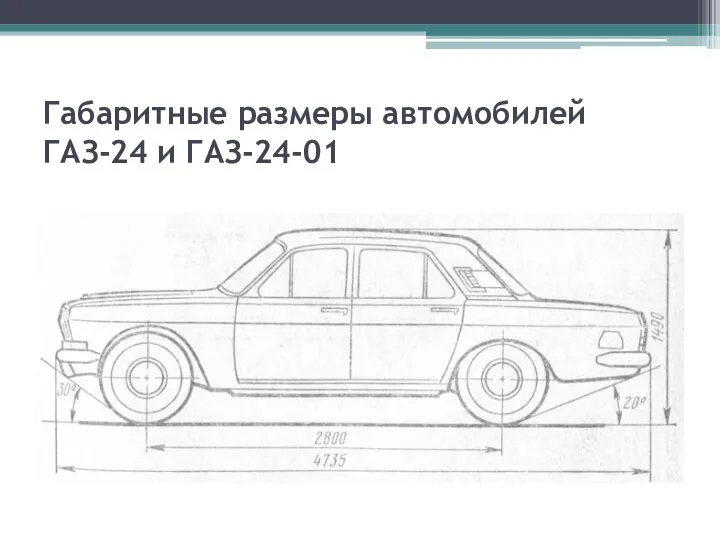 Габаритные размеры автомобилей ГАЗ-24 и ГАЗ-24-01