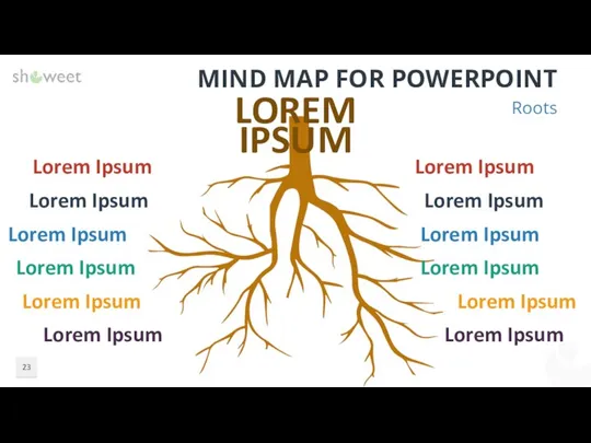 MIND MAP FOR POWERPOINT Roots Lorem Ipsum Lorem Ipsum Lorem Ipsum Lorem