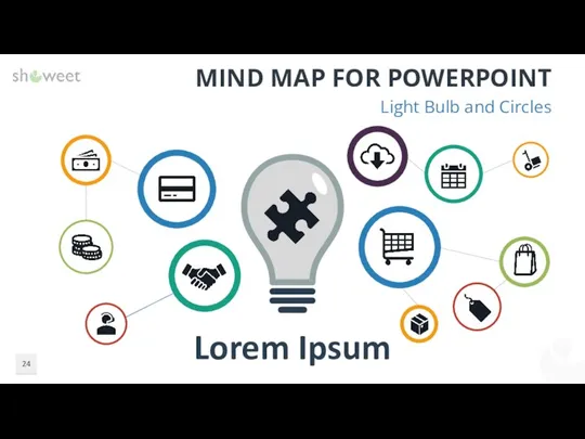 MIND MAP FOR POWERPOINT Light Bulb and Circles Lorem Ipsum