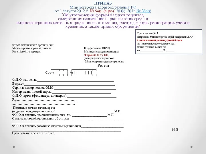 ПРИКАЗ Министерства здравоохранения РФ от 1 августа 2012 г. № 54н (в