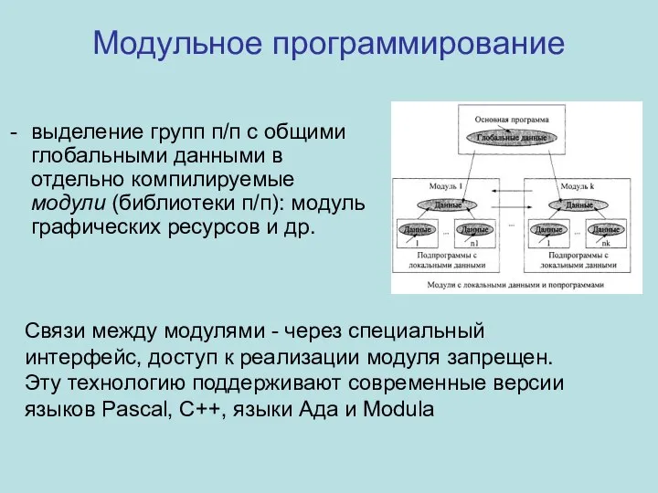 Модульное программирование выделение групп п/п с общими глобальными данными в отдельно компилируемые