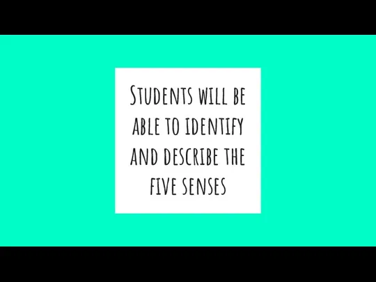 Students will be able to identify and describe the five senses