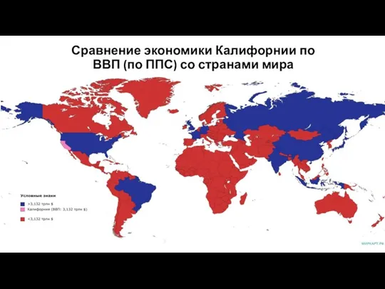 Сравнение экономики Калифорнии по ВВП (по ППС) со странами мира