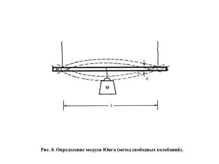 Рис. 8. Определение модуля Юнга (метод свободных колебаний).