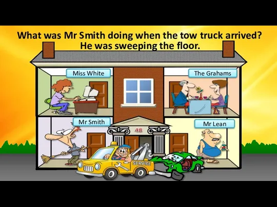 Miss White The Grahams What was Mr Smith doing when the tow