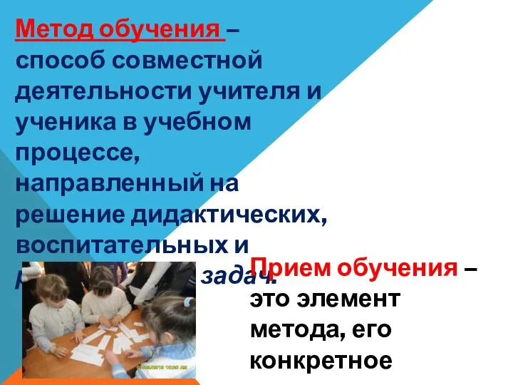 Метод обучения – способ совместной деятельности учителя и ученика в учебном процессе,