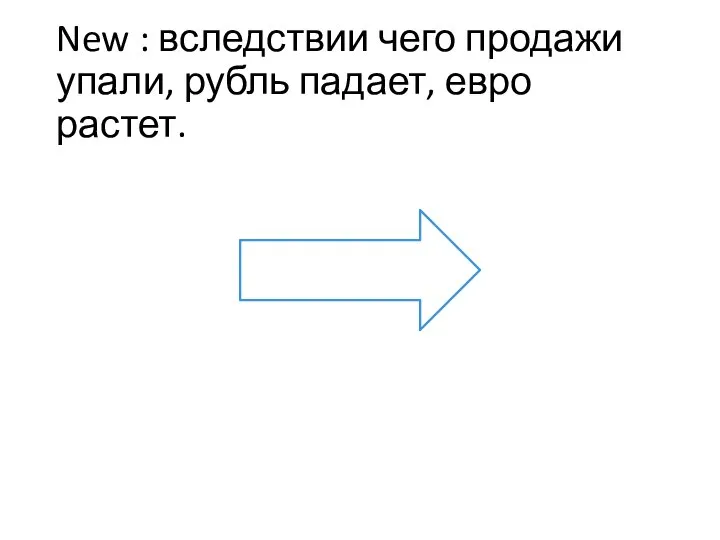 New : вследствии чего продажи упали, рубль падает, евро растет.