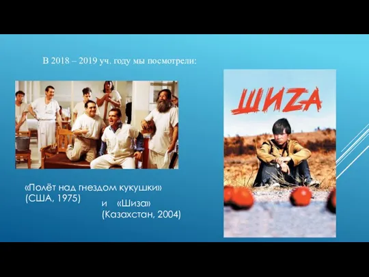 В 2018 – 2019 уч. году мы посмотрели: «Полёт над гнездом кукушки»