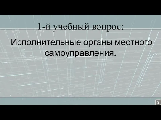 1-й учебный вопрос: Исполнительные органы местного самоуправления.