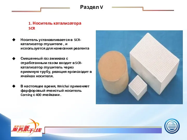 1. Носитель катализатора SCR Носитель устанавливается в SCR-катализатор глушителе , и используется