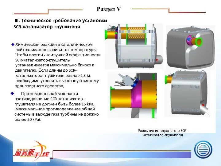 III. Техническое требование установки SCR-катализатор-глушителя Раздел V ◆ Химическая реакция в каталитическом