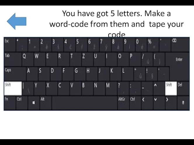 You have got 5 letters. Make a word-code from them and tape your code