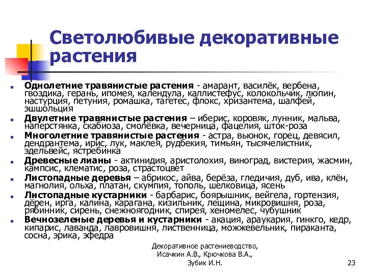 Светолюбивые декоративные растения Однолетние травянистые растения - амарант, василёк, вербена, гвоздика, герань,