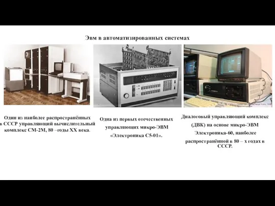 Эвм в автоматизированных системах Один из наиболее распространённых в СССР управляющий вычислительный