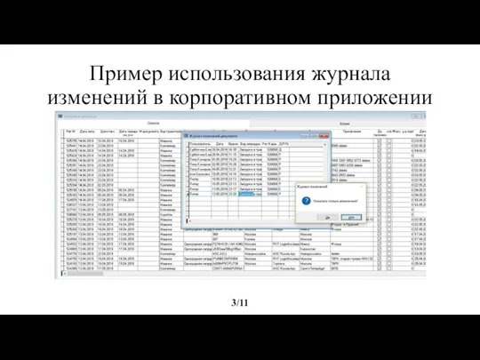 Пример использования журнала изменений в корпоративном приложении 3/11