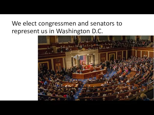 We elect congressmen and senators to represent us in Washington D.C.