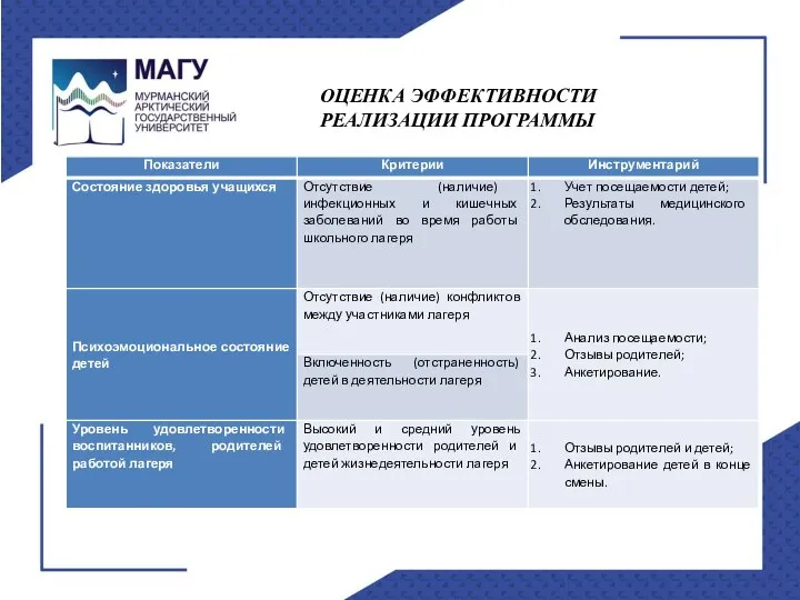 ОЦЕНКА ЭФФЕКТИВНОСТИ РЕАЛИЗАЦИИ ПРОГРАММЫ