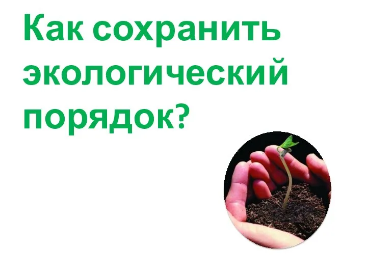 Как сохранить экологический порядок?