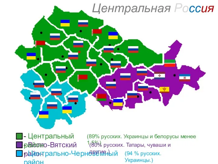 Центральная Россия - Волго-Вятский район - Центральный район - Центрально-Чернозёмный район (89%