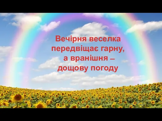 Вечірня веселка передвіщає гарну, а вранішня ̶ дощову погоду