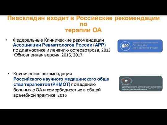 Федеральные Клинические рекомендации Ассоциации Ревматологов России (АРР) по диагностике и лечению остеоартроза,